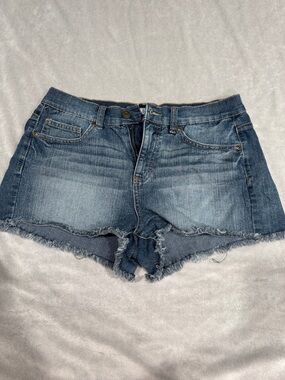 Mudd Blue Denim Frayed Hem Jean Shorts
